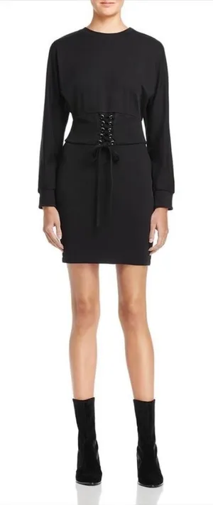 Bardot Womens Mila Black Long Sleeves Mini Corset Clubwear Dress Imperfections thumbnail 1