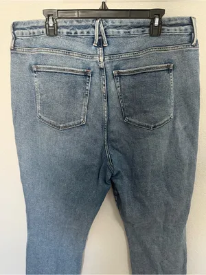 GOOD AMERICAN Good Curve Straight Leg Jeans Distressed Ripped Hem Size 18 thumbnail 8