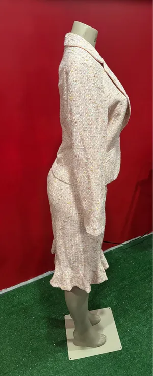 Sara Campbell Pink Tweed Ruffle Hem Skirt Suit thumbnail 4