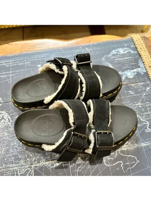 Dr. Martens Blaire Shearling Buckle Sandals | Black | Size 4M / 5W thumbnail 3