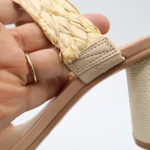 A New Day Braided Raffia Block Heel Mules Beige Square Toe Sandals Womens Size 8 thumbnail 6