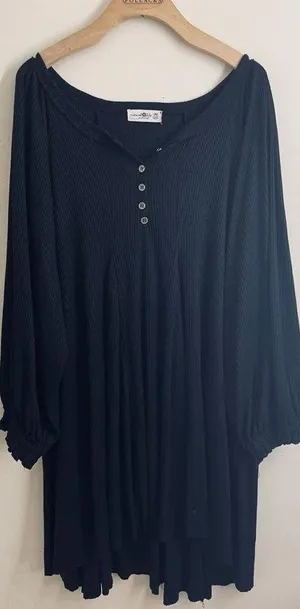 Natural Life Oversized Tunic Dress One Size Long Sleeve Button Front thumbnail 1