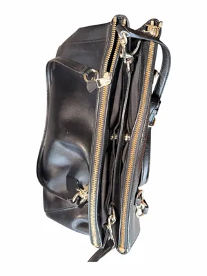Authentic Coach Black Pebbled Leather Top-Handle Shoulder Bag with Gold Hardware thumbnail 5