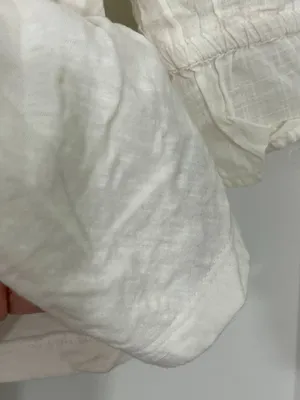 Anthropologie Medium Cream Ruffled Ruched Center V-Neck Blouse thumbnail 5