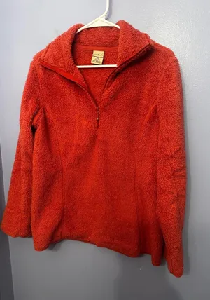 LL Bean Womens Hi-Pile Fleece Quarter‎ Zip Pullover Pink Med OGLT9 thumbnail 1