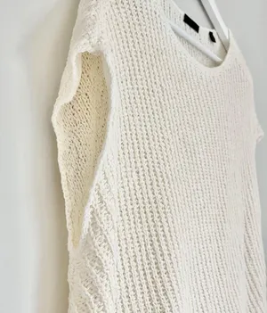ATM Anthony Thomas Melillo Diagonal Stitch Knit Pullover Boat Neck Top Ecru White Size Medium thumbnail 8