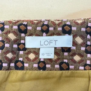 Ann Taylor LOFT Brown Geometric Jacquard Mini Skirt Size 10 A-Line Lined Boho thumbnail 5