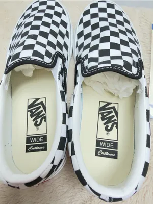 Custom Women’s Vans Checkerboard Slip-On Loafers - Black & White- new! Size 8W thumbnail 5