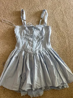 Altard state light blue corset mini dress with lace thumbnail 1