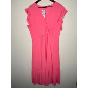 PrettyGarden Flutter Sleeve Wrap Midi Dress Pink‎ Solid Casual Boho Size XXL thumbnail 2