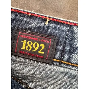 Abercrombie & Fitch Y2K Low Rise Straight Leg Cuffed Jeans Sz:00 Blue Button Fly thumbnail 8
