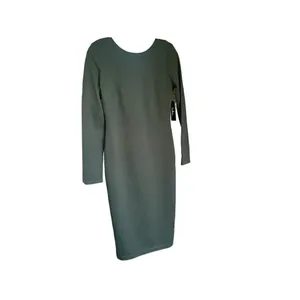 NWT Lulus Olive Green Open Back Long Sleeve Round Neck Dress Size L Party Knee L thumbnail 5