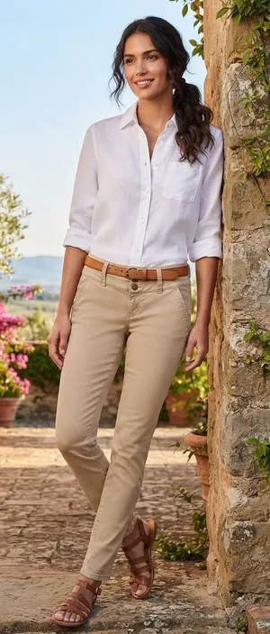 American Eagle Outfitters Women's Skinny Pants in Khaki Tan thumbnail 1