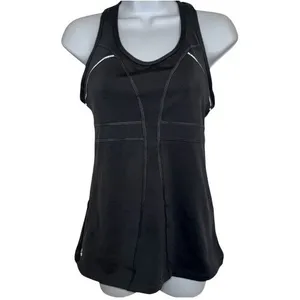 ATHLETA Black Racerback Tank Built In Bra Back Pockets Stretch Size Small‎ thumbnail 2