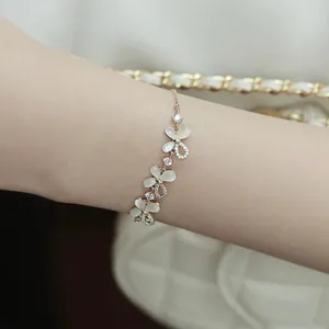 18K Gold Plated Adjustable Crystal Butterfly Charm Bracelet for Women thumbnail 2