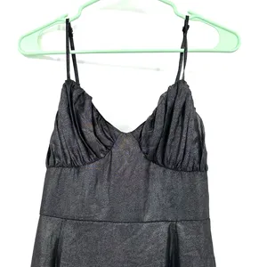 Lulus size medium sleeveless mini dress‎ hidden rear zip lined sparkly dark gray thumbnail 3