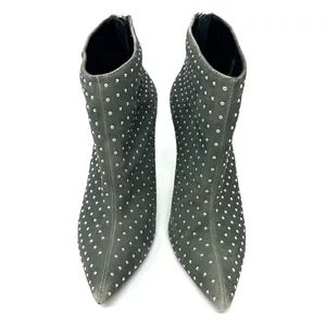 Raye Size 7.5 Boots‎ Gray Rhinestone Studded 4" Heel Back Zip Bootie Pointed Toe thumbnail 2