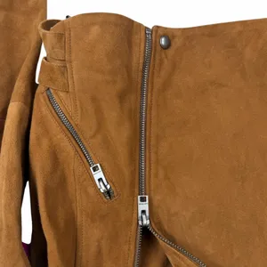 Lucky Brand Goat Suede Asymmetrical Zip Moto Jacket Brown Size XS thumbnail 7