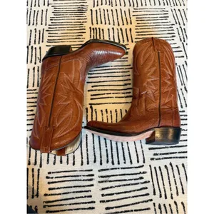 Vintage Exotic Lizard Leather Cowboy Boots Brown Western Unmarked thumbnail 5