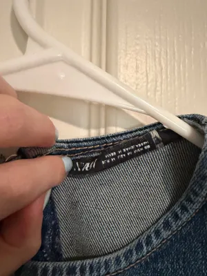 Zara TRF Fitted Denim Mini Dress Blue thumbnail 3