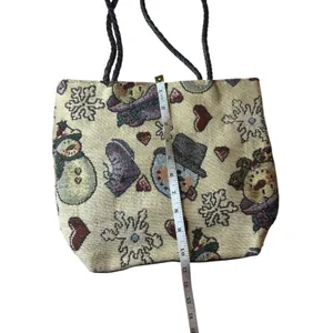 Vintage Blair Snowman Tapestry Tote Bag Winter Christmas‎ Woven Shoulder Purse thumbnail 2