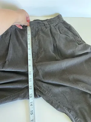 GAP Women's High Waisted Tapered Corduroy Pants Brown Noir Pleated Front‎ thumbnail 7