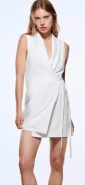 Zara White Mini Dress Sz S thumbnail 1