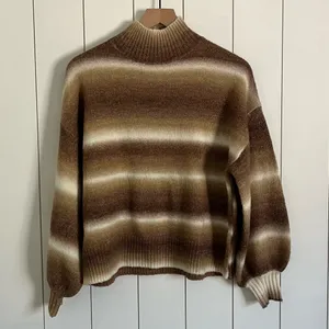 Rhythm Yeni Stripe Knit Oversized Wool Sweater Brown Size XS thumbnail 6