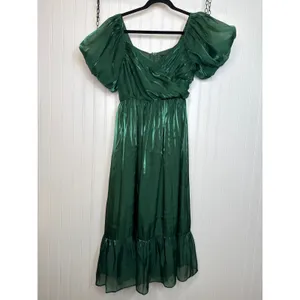 Lulus Remarkable Sensation Emerald Green Puff Sleeve Tiered Dress Party Small thumbnail 2