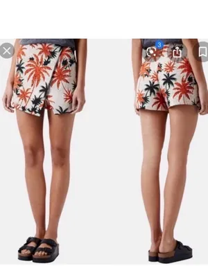 TopShop Tropical Print Palm Tree Mini‎ Skirt Skort Shorts Resort Wear Size 6 thumbnail 2