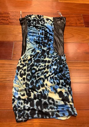 NWT Blue Leopard Mini Dress thumbnail 1