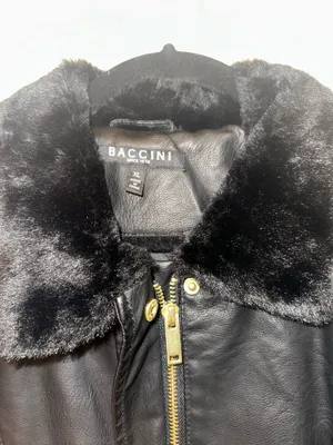 Black faux leather jacket baccini thumbnail 2