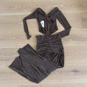Outcast Clothing Maxi Dress Off Shoulder Cut Out Angelae Size M Brown thumbnail 5