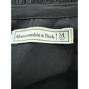 Abercrombie & Fitch Black Dress Ruffle Neck‎ Long Sleeve Tie Waist Medium button thumbnail 4