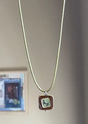Handmade quality unique Czech glass bead fairy boho vintage chic style necklace🤎🌿 thumbnail 2