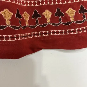 Miami Boho Embroidered Rust Red Faux Suede Mini Skirt Size M thumbnail 4