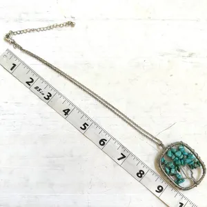 Avon tree faux turquoise silver tone pendant necklace thumbnail 9