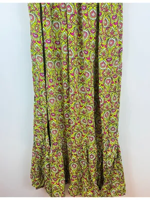 By Anthropologie Flounced Maxi Lounge Dress Citron Paisley Modal M Boho thumbnail 5