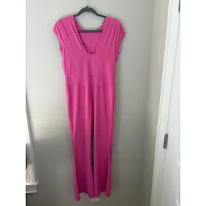 Joy Lab Pink V-Neck Cap Sleeve Flare Leg Activewear Jumpsuit Large thumbnail 4