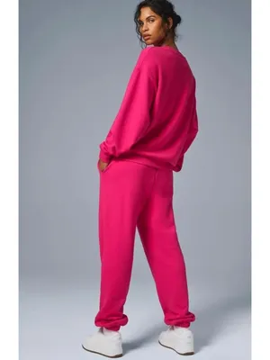 Alo Accolade Sweatpants Pink Summer Crush Hot High-Rise Waist Sweats Joggers S thumbnail 8