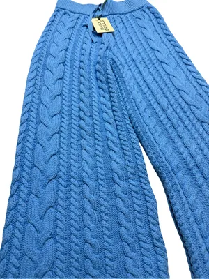 🩵 Daily Drills Cableknit‎ Resort Pants M/L NWT Cozy Wide Leg Knit Lounge 🩵 thumbnail 3
