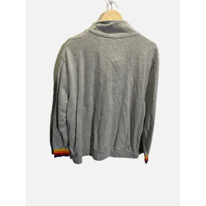Aldi Gear Womens XL‎ Quarter Zip Sweatshirt Gray Rainbow Stripe Cuffs Pullover thumbnail 4