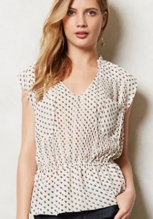 Anthropologie ISANI Venn Polka Dot Peplum Blouse Women’s Size‎ 2 thumbnail 1