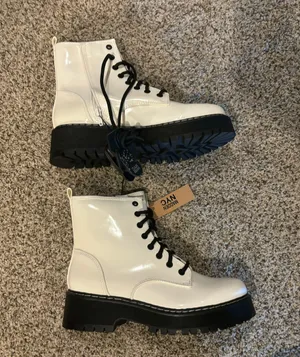 Brand new white platform combat boots Size 10 thumbnail 2