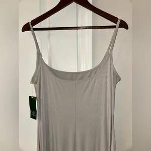NWT Wild Fable Spaghetti Straps Ribbed Maxi Slip Dress Stretchy Gray Women's L thumbnail 5