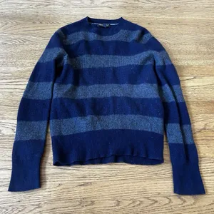 Banana Republic blue and gray wide striped long sleeve pullover sweater size M thumbnail 1