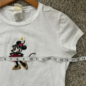 🦋 Disney White Minnie Mouse Sequin Short Sleeve T-Shirt Youth Large Size Medium thumbnail 6
