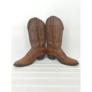Vintage Western Cowboy Boots Women Size 9M Brown Leather Texas USA Hypalon Rodeo thumbnail 4