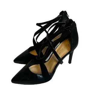 Nine West Women's Elilah Strappy Zip Up High Heels Black Size 7 thumbnail 1