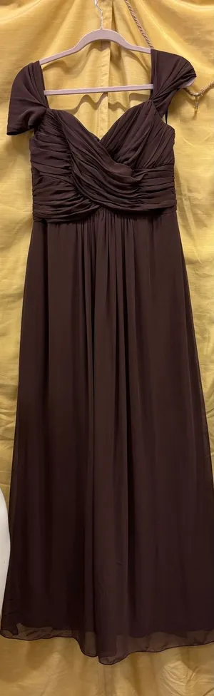 Dessy Collection Vivian Diamond‎ Espr. Brown Bridesmaid Gown Dress 1D22 Size 12 thumbnail 1